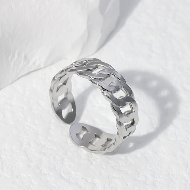 Trendy Stainless Steel Rings for Women Flower Heart Adjustable Finger Ring Fashion Party Jewelry Geometric Aesthetic Open Ring