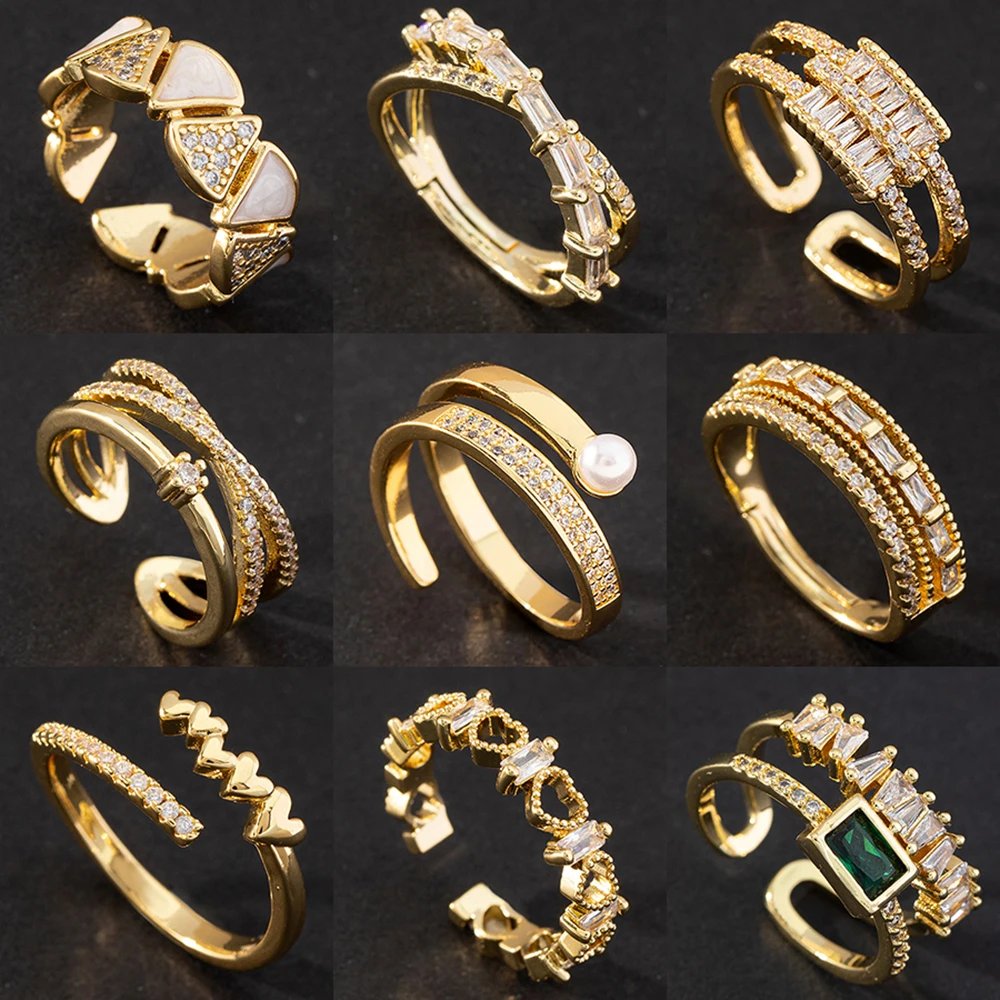 Stainless Steel Rings for Women Gold Plated Cubic Zirconia Ring 2023 Trend Luxury Korean Fashion Aesthetic Jewelry anillos mujer Stainless Steel Rings for Women Gold Plated Cubic Zirconia Ring 2023 Trend Luxury Korean Fashion Aesthetic Jewelry anillos mujer