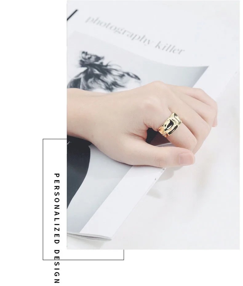 Foxanry Silver Color Irregular Handmade Ring for Women Creative Geometric Wide anillos Jewelry Gift Size 16.5mm Adjustale Foxanry Silver Color Irregular Handmade Ring for Women Creative Geometric Wide anillos Jewelry Gift Size 16.5mm Adjustale