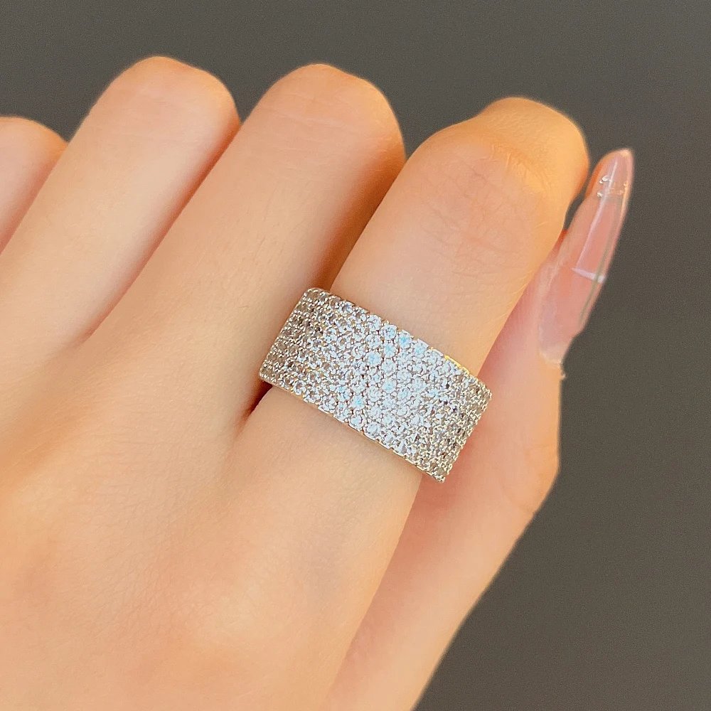 Paved CZ High Quality Silver Color Female Ring Simple Design Bling Bride Wedding Earrings Fancy Party Jewelry for Women Paved CZ High Quality Silver Color Female Ring Simple Design Bling Bride Wedding Earrings Fancy Party Jewelry for Women