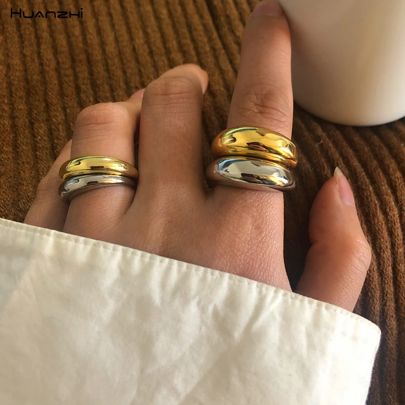 2024 Gold Color Silver Color Metal Minimalist Glossy Wide Open Rings Geometric Finger Rings for Women Men Jewelry 2024 Gold Color Silver Color Metal Minimalist Glossy Wide Open Rings Geometric Finger Rings for Women Men Jewelry