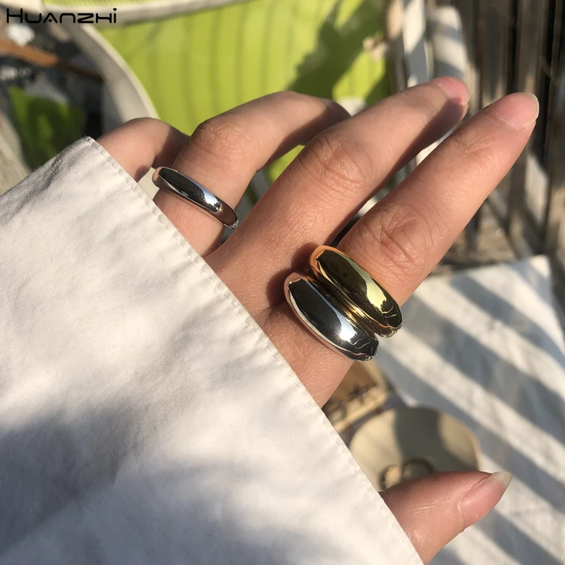 2024 Gold Color Silver Color Metal Minimalist Glossy Wide Open Rings Geometric Finger Rings for Women Men Jewelry 2024 Gold Color Silver Color Metal Minimalist Glossy Wide Open Rings Geometric Finger Rings for Women Men Jewelry