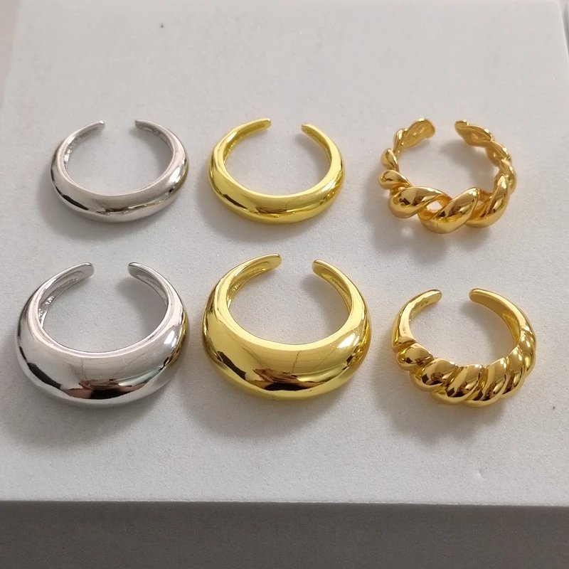 2024 Gold Color Silver Color Metal Minimalist Glossy Wide Open Rings Geometric Finger Rings for Women Men Jewelry 2024 Gold Color Silver Color Metal Minimalist Glossy Wide Open Rings Geometric Finger Rings for Women Men Jewelry