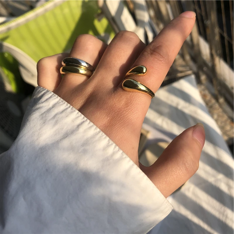 2024 Gold Color Silver Color Metal Minimalist Glossy Wide Open Rings Geometric Finger Rings for Women Men Jewelry 2024 Gold Color Silver Color Metal Minimalist Glossy Wide Open Rings Geometric Finger Rings for Women Men Jewelry