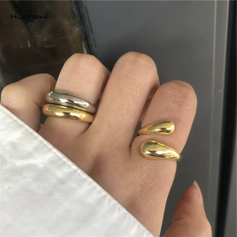 2024 Gold Color Silver Color Metal Minimalist Glossy Wide Open Rings Geometric Finger Rings for Women Men Jewelry 2024 Gold Color Silver Color Metal Minimalist Glossy Wide Open Rings Geometric Finger Rings for Women Men Jewelry