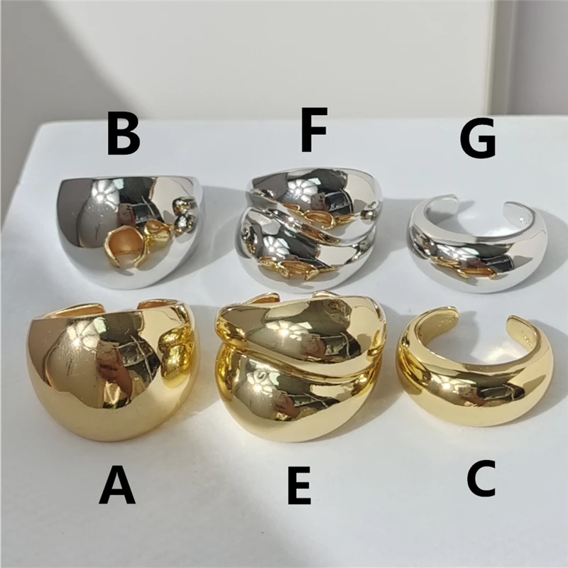 2024 Gold Color Silver Color Metal Minimalist Glossy Wide Open Rings Geometric Finger Rings for Women Men Jewelry 2024 Gold Color Silver Color Metal Minimalist Glossy Wide Open Rings Geometric Finger Rings for Women Men Jewelry