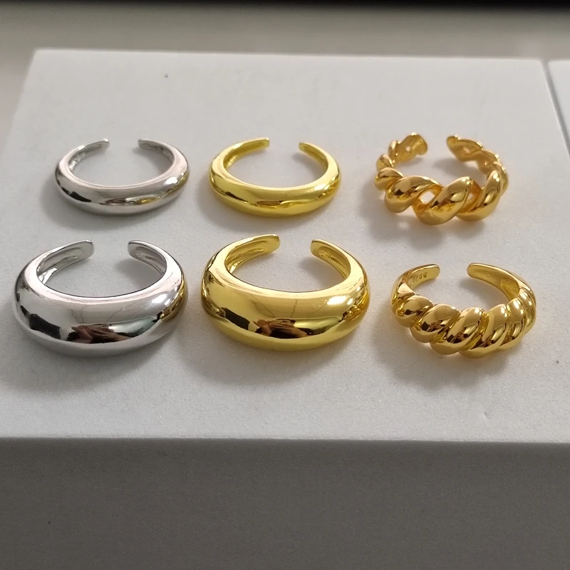 2024 Gold Color Silver Color Metal Minimalist Glossy Wide Open Rings Geometric Finger Rings for Women Men Jewelry 2024 Gold Color Silver Color Metal Minimalist Glossy Wide Open Rings Geometric Finger Rings for Women Men Jewelry