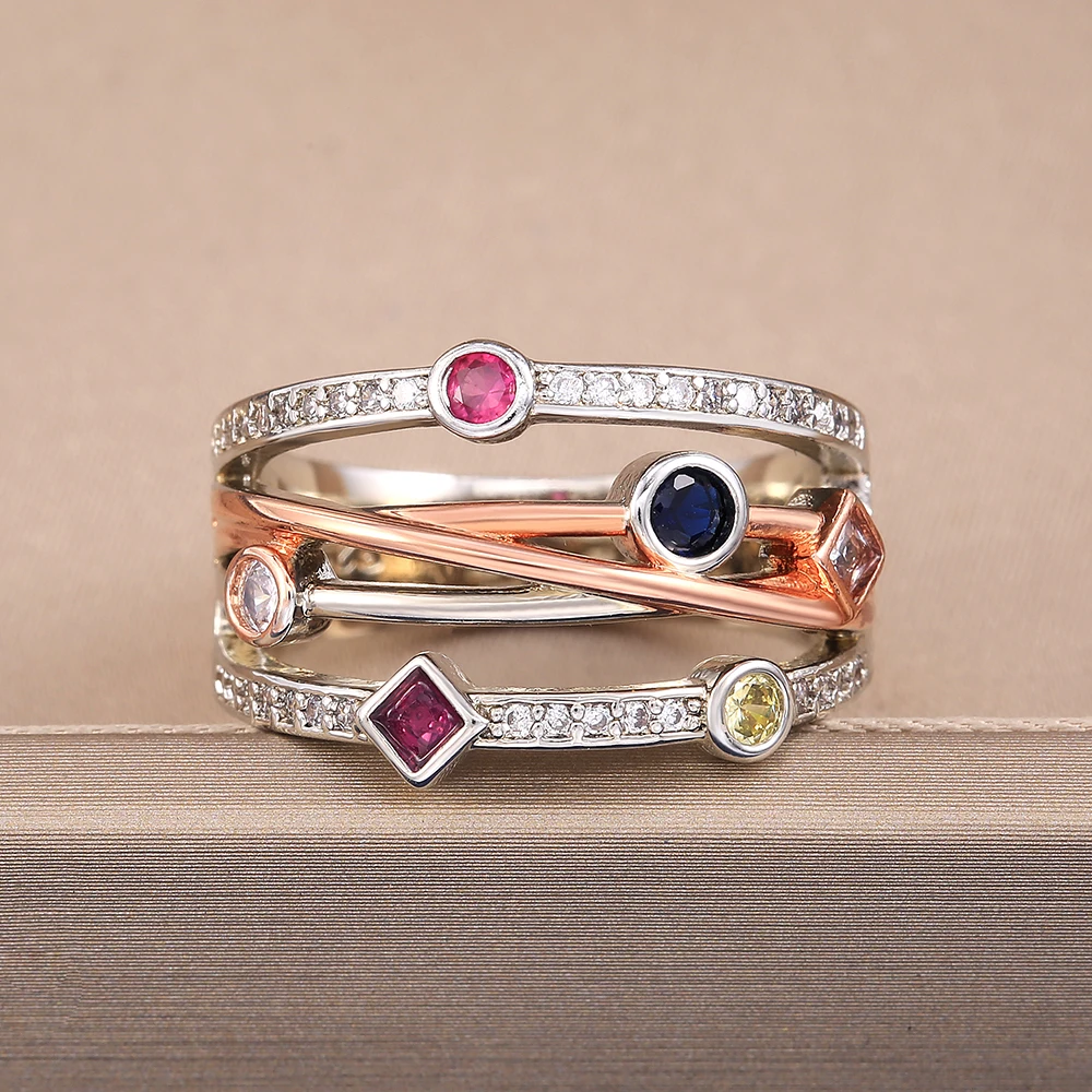Fashion Cross Female Finger Ring Jewelry White/Yellow Blue/Rose Red CZ Shine Stone Evening Party Accessories Stylish Gift Fashion Cross Female Finger Ring Jewelry White/Yellow Blue/Rose Red CZ Shine Stone Evening Party Accessories Stylish Gift