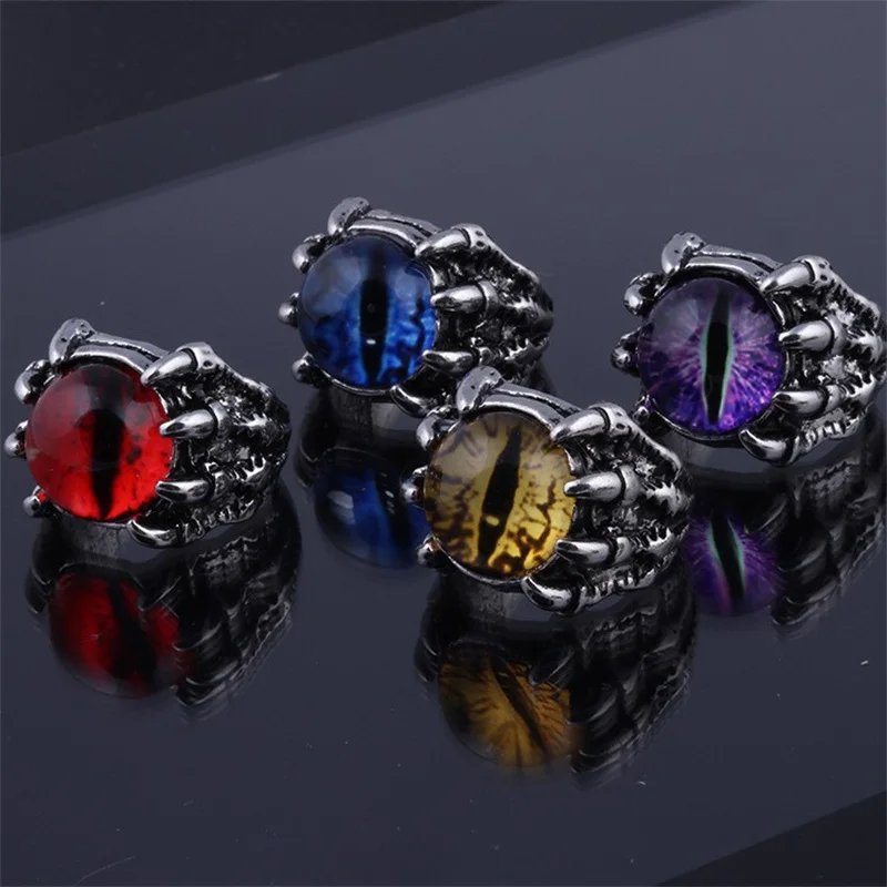 Gothic Colorful Evil Eye Rings For Men Women Personality Demon Claws Ring Punk Fashion Male Ring Jewelry Club Accessories Gifts