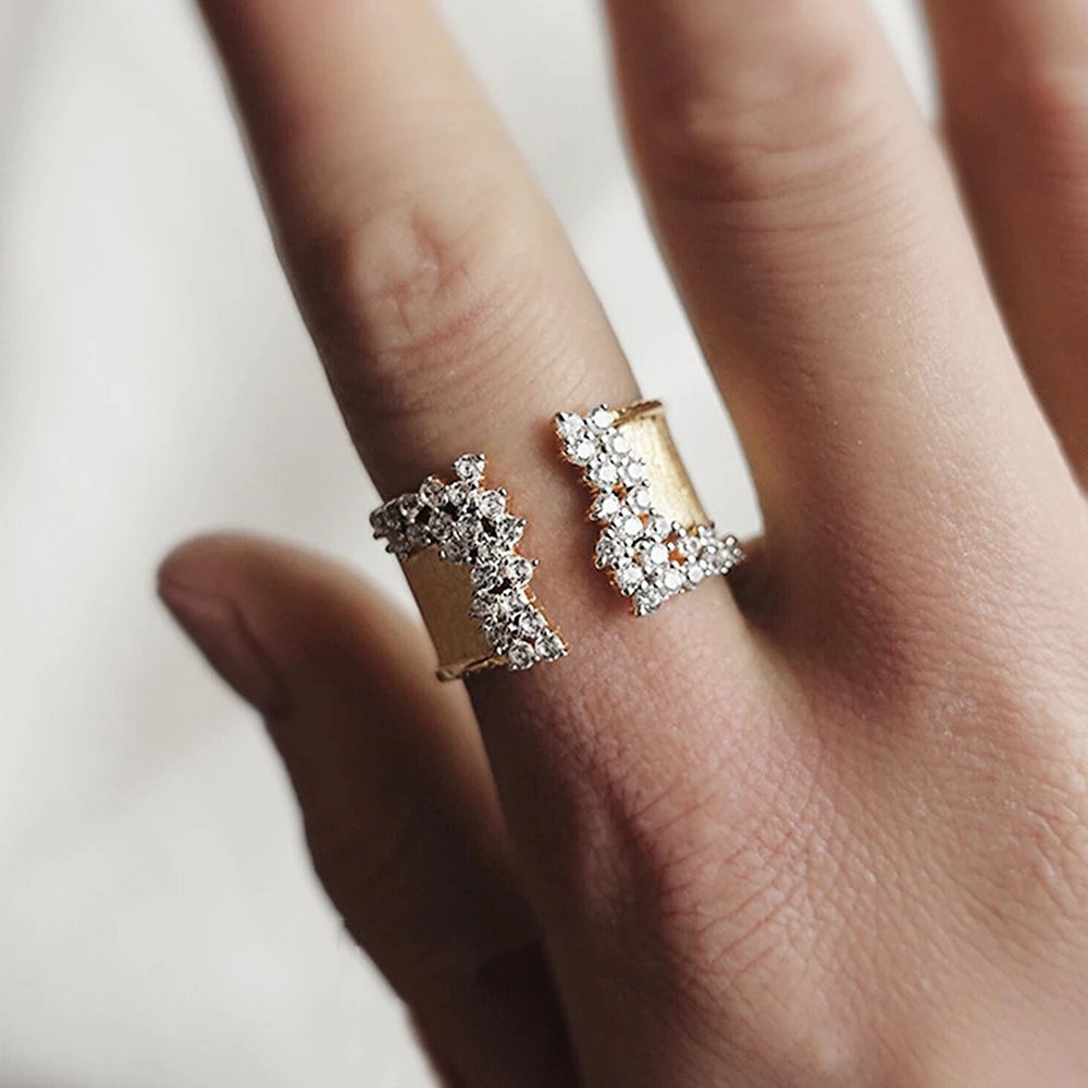 Trendy Luxury Gold Color Cubic Zirconia Ring for Women Modern Wide Band Finger Ring OL Style Female Jewelry Drop Shipping Trendy Luxury Gold Color Cubic Zirconia Ring for Women Modern Wide Band Finger Ring OL Style Female Jewelry Drop Shipping