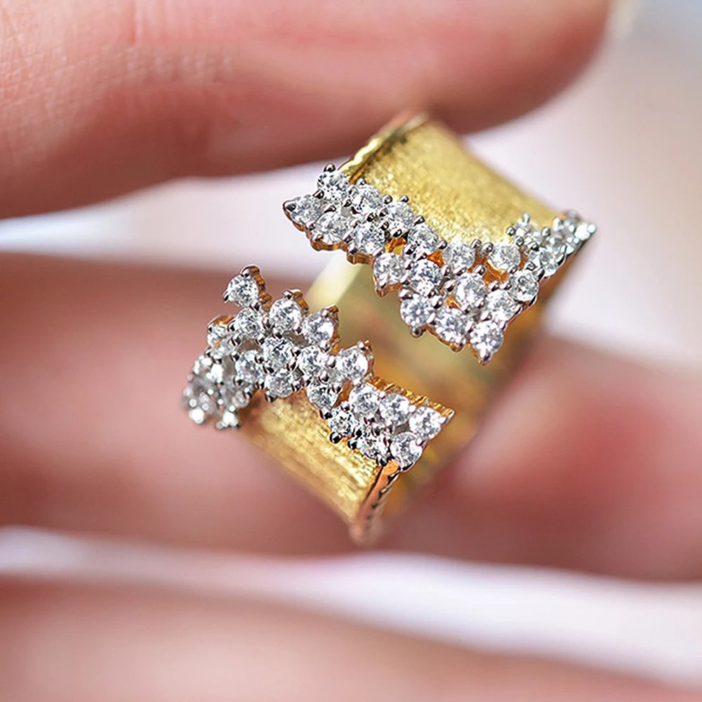 Trendy Luxury Gold Color Cubic Zirconia Ring for Women Modern Wide Band Finger Ring OL Style Female Jewelry Drop Shipping Trendy Luxury Gold Color Cubic Zirconia Ring for Women Modern Wide Band Finger Ring OL Style Female Jewelry Drop Shipping
