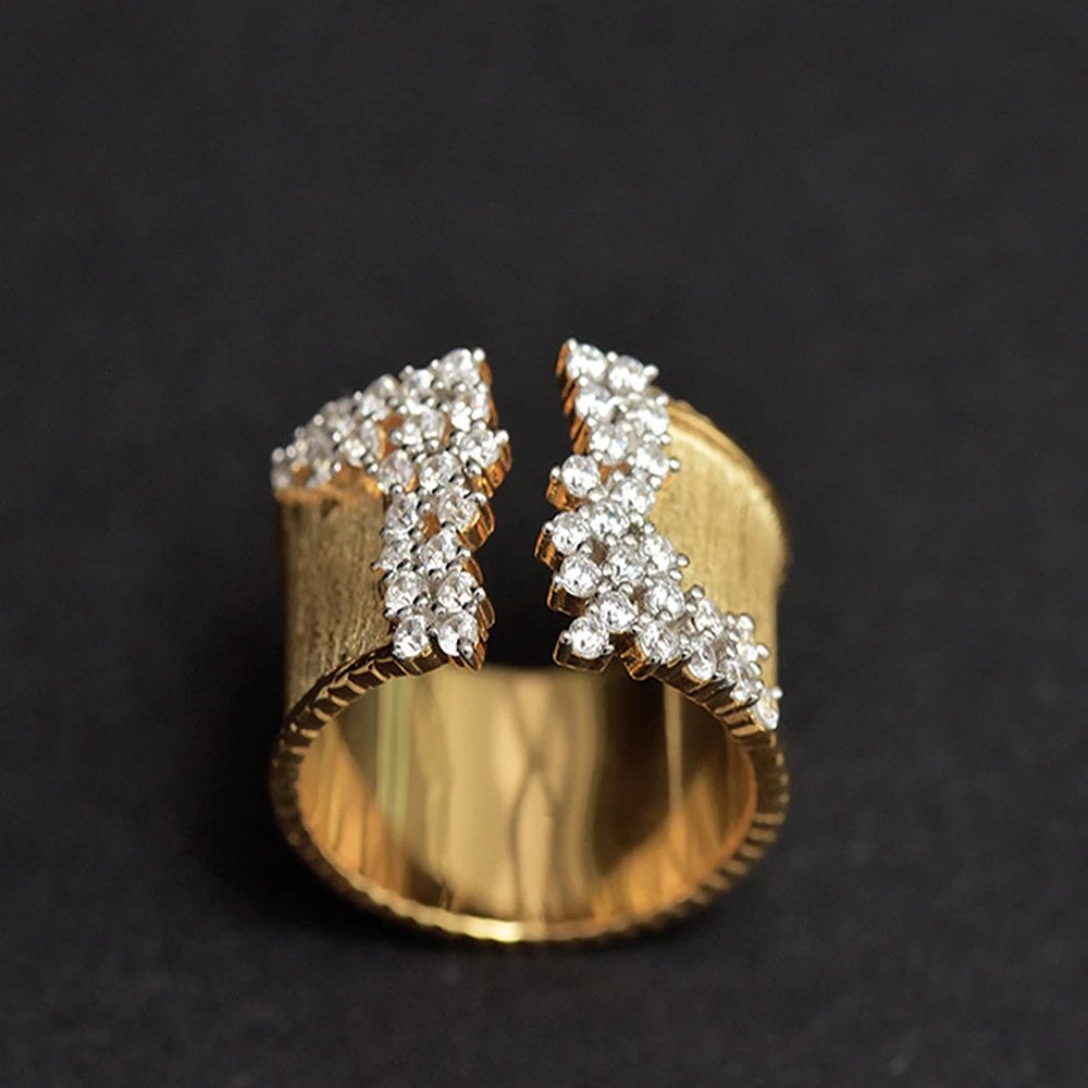 Trendy Luxury Gold Color Cubic Zirconia Ring for Women Modern Wide Band Finger Ring OL Style Female Jewelry Drop Shipping Trendy Luxury Gold Color Cubic Zirconia Ring for Women Modern Wide Band Finger Ring OL Style Female Jewelry Drop Shipping