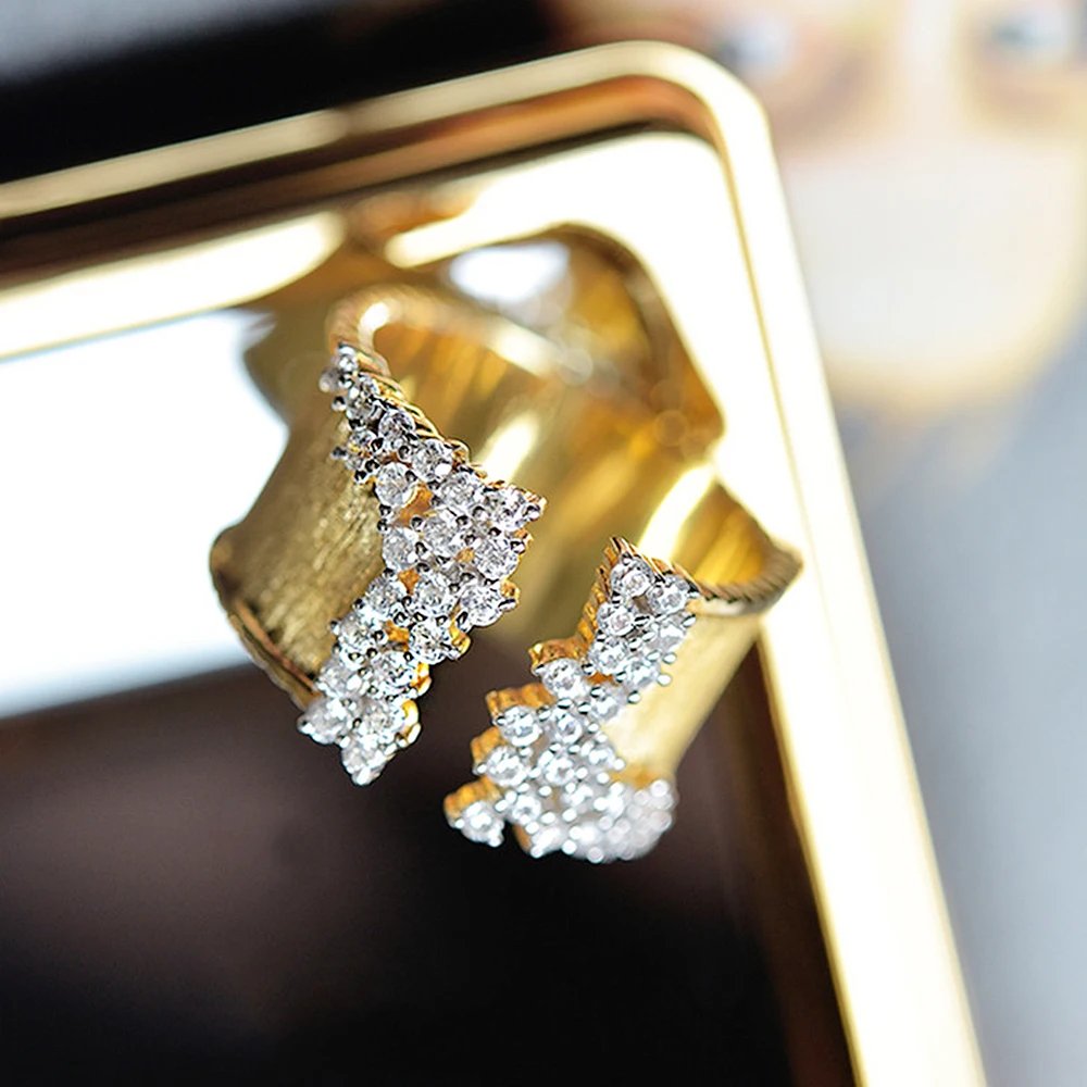 Trendy Luxury Gold Color Cubic Zirconia Ring for Women Modern Wide Band Finger Ring OL Style Female Jewelry Drop Shipping Trendy Luxury Gold Color Cubic Zirconia Ring for Women Modern Wide Band Finger Ring OL Style Female Jewelry Drop Shipping