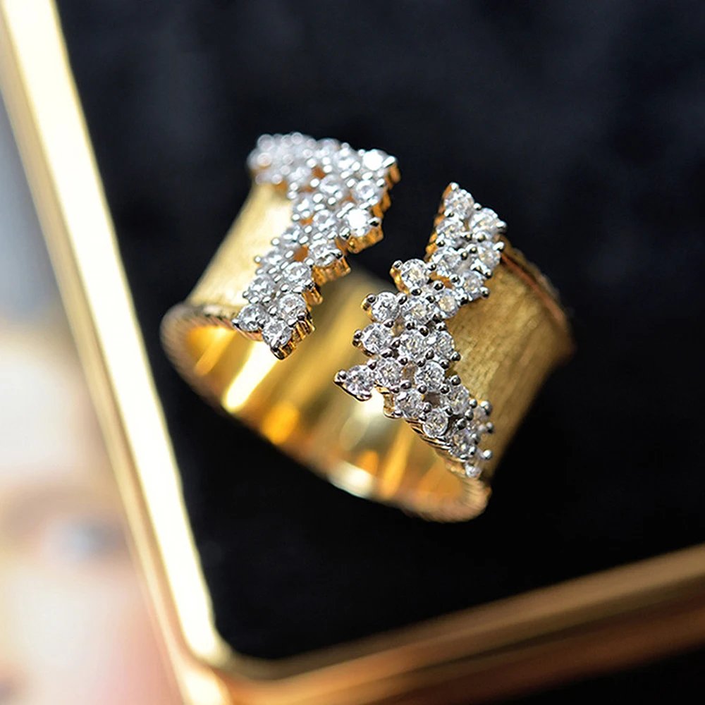 Trendy Luxury Gold Color Cubic Zirconia Ring for Women Modern Wide Band Finger Ring OL Style Female Jewelry Drop Shipping Trendy Luxury Gold Color Cubic Zirconia Ring for Women Modern Wide Band Finger Ring OL Style Female Jewelry Drop Shipping