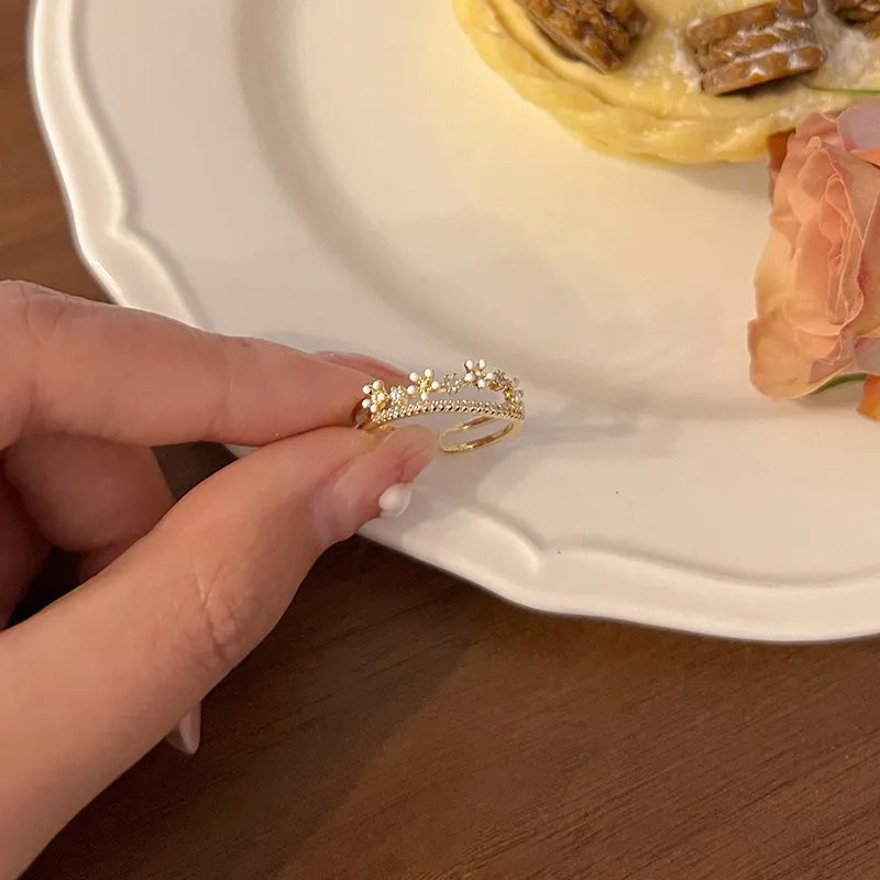 Luxury Zircon Flower Opening Rings for Women Cubic Zirconia Rose Cherry Blossom Tulip Adjustable Finger Ring Wedding Jewelry Luxury Zircon Flower Opening Rings for Women Cubic Zirconia Rose Cherry Blossom Tulip Adjustable Finger Ring Wedding Jewelry