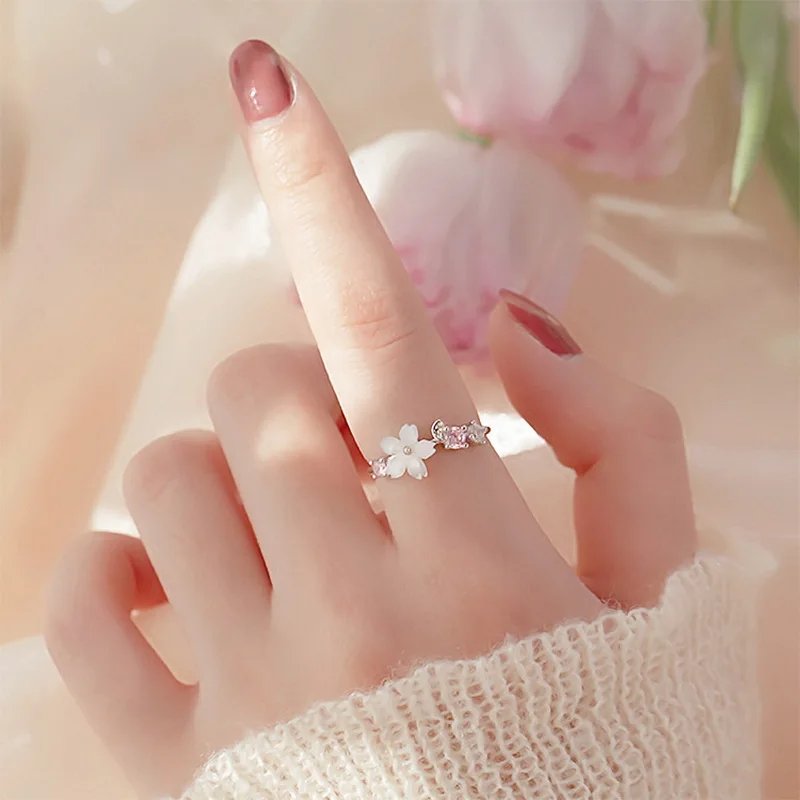 Luxury Zircon Flower Opening Rings for Women Cubic Zirconia Rose Cherry Blossom Tulip Adjustable Finger Ring Wedding Jewelry Luxury Zircon Flower Opening Rings for Women Cubic Zirconia Rose Cherry Blossom Tulip Adjustable Finger Ring Wedding Jewelry