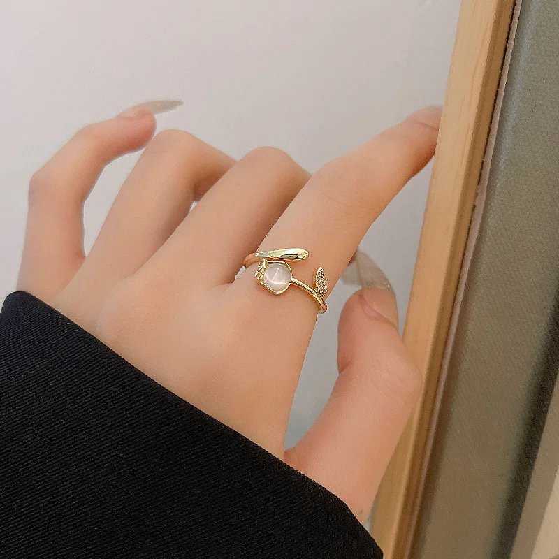 Luxury Zircon Flower Opening Rings for Women Cubic Zirconia Rose Cherry Blossom Tulip Adjustable Finger Ring Wedding Jewelry Luxury Zircon Flower Opening Rings for Women Cubic Zirconia Rose Cherry Blossom Tulip Adjustable Finger Ring Wedding Jewelry