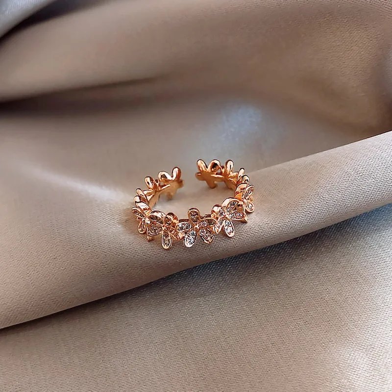 Luxury Zircon Flower Opening Rings for Women Cubic Zirconia Rose Cherry Blossom Tulip Adjustable Finger Ring Wedding Jewelry Luxury Zircon Flower Opening Rings for Women Cubic Zirconia Rose Cherry Blossom Tulip Adjustable Finger Ring Wedding Jewelry