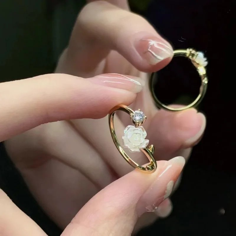Luxury Zircon Flower Opening Rings for Women Cubic Zirconia Rose Cherry Blossom Tulip Adjustable Finger Ring Wedding Jewelry Luxury Zircon Flower Opening Rings for Women Cubic Zirconia Rose Cherry Blossom Tulip Adjustable Finger Ring Wedding Jewelry