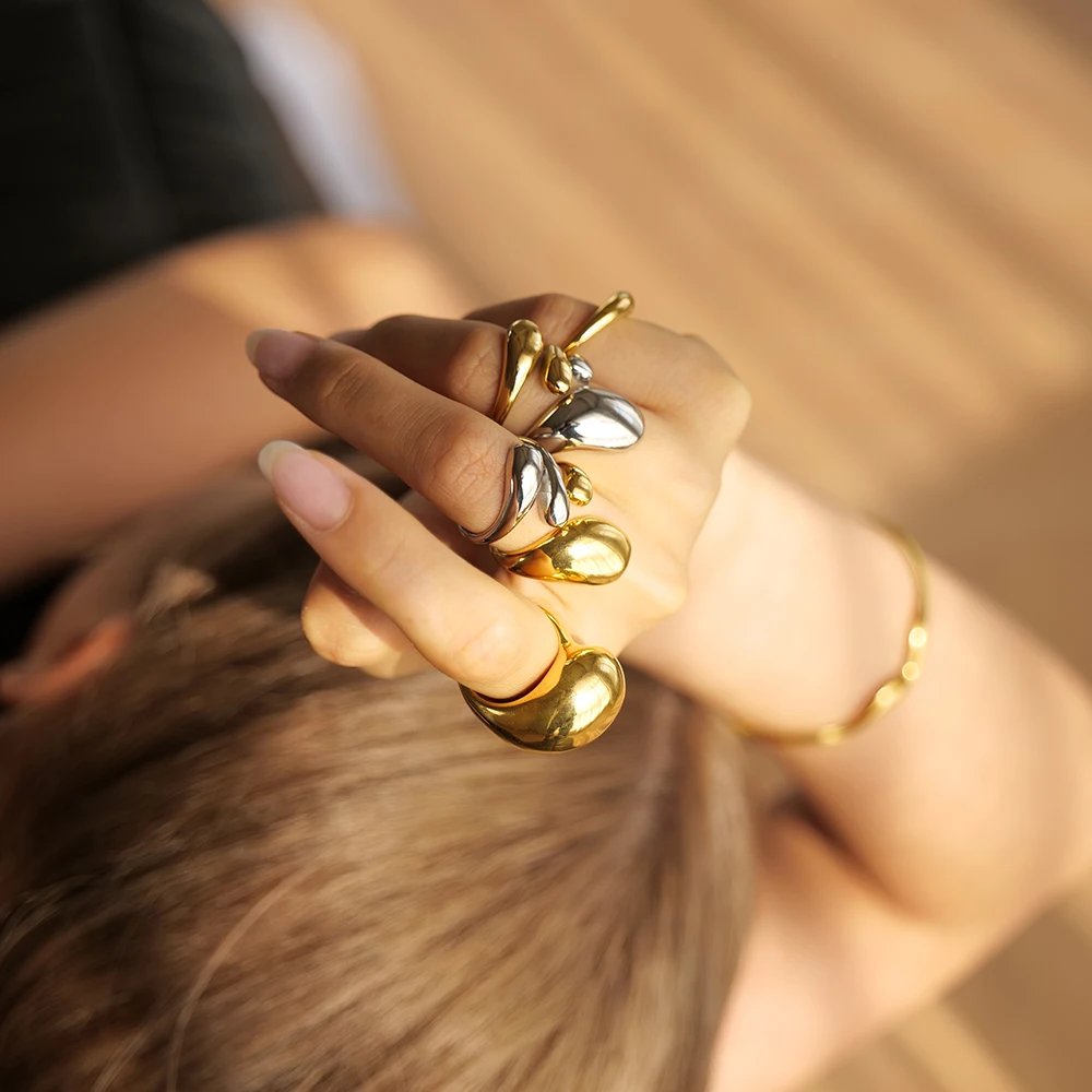 New 316L Stainless Steel Exaggerated Ball Ring for Women Metal Texture Trendy Romantic Waterproof Jewelry Gala Gift New 316L Stainless Steel Exaggerated Ball Ring for Women Metal Texture Trendy Romantic Waterproof Jewelry Gala Gift