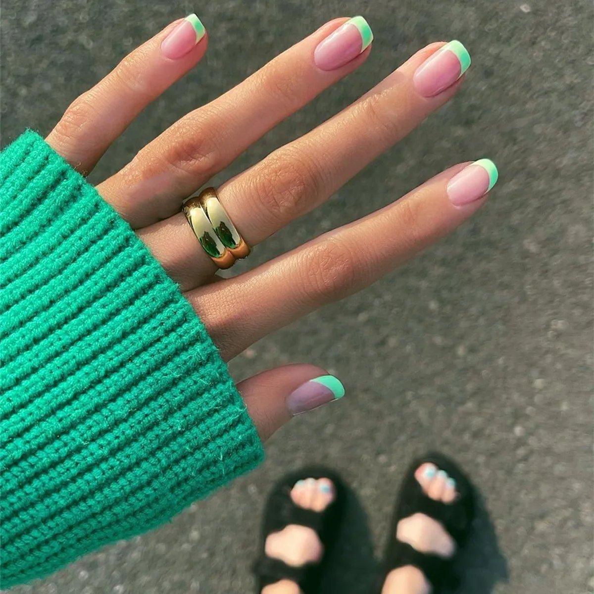 Vintage 18K Gold Plated Stainless steel double layer Rings for Women Men fashion Jewelry Gift