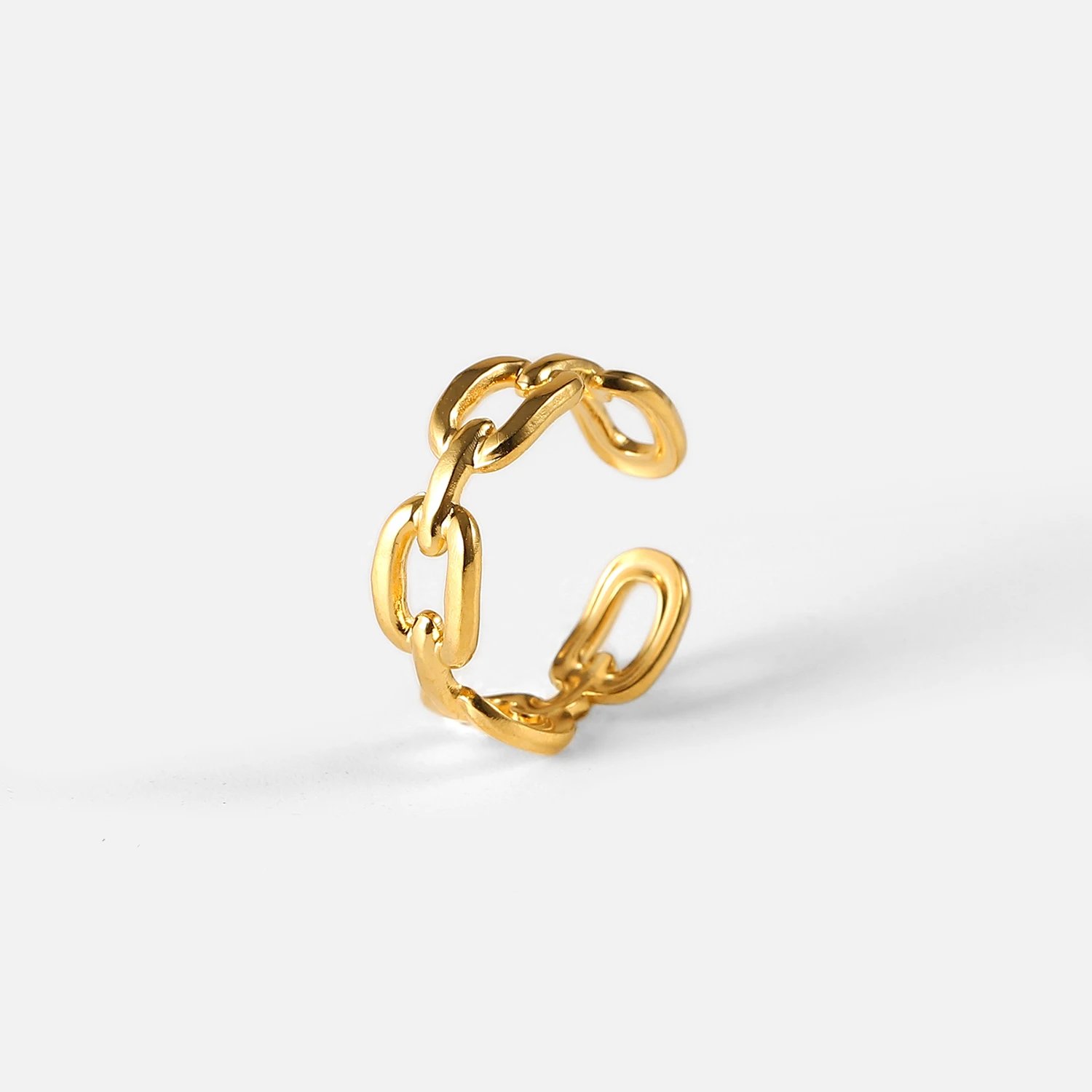 Wholesale Twisted Link Chain Open Rings Stainless Steel Jewelry 18k Gold Plated Adjustable Finger Rings For Women Party Gift Wholesale Twisted Link Chain Open Rings Stainless Steel Jewelry 18k Gold Plated Adjustable Finger Rings For Women Party Gift