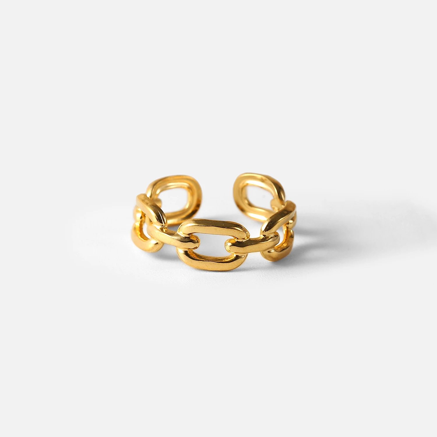 Wholesale Twisted Link Chain Open Rings Stainless Steel Jewelry 18k Gold Plated Adjustable Finger Rings For Women Party Gift Wholesale Twisted Link Chain Open Rings Stainless Steel Jewelry 18k Gold Plated Adjustable Finger Rings For Women Party Gift