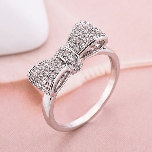 Delysia King Trendy Women's Bowknot Simplicity High-grade Crystal Wedding Bride Princess Engagement Ring Size 5 6 7 8 9 10 11 Delysia King Trendy Women's Bowknot Simplicity High-grade Crystal Wedding Bride Princess Engagement Ring Size 5 6 7 8 9 10 11