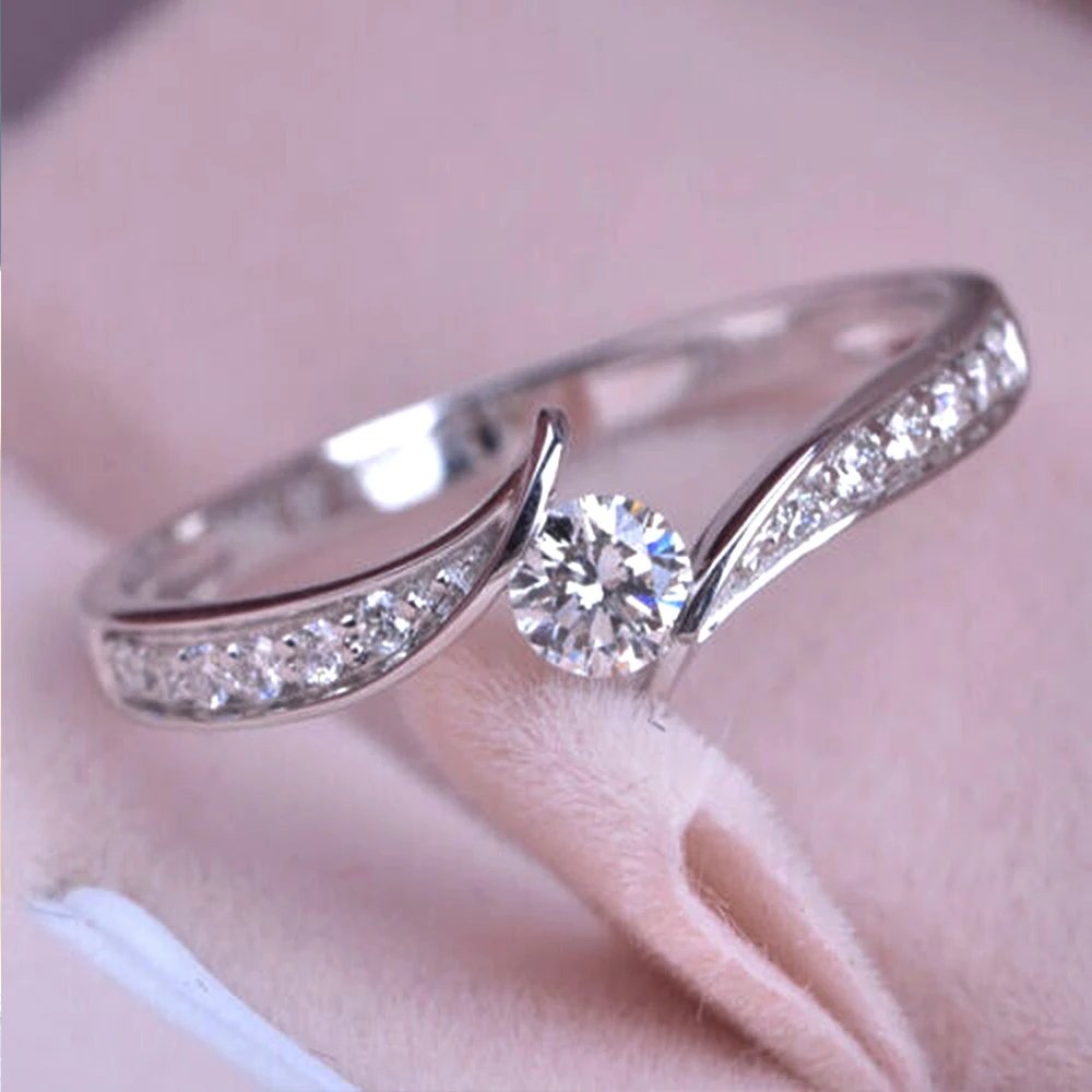 Minimalist Engagement Wedding Rings for Women Round Cubic Zirconia Simple Elegant Female Accessories 2022 Fashion Jewelry