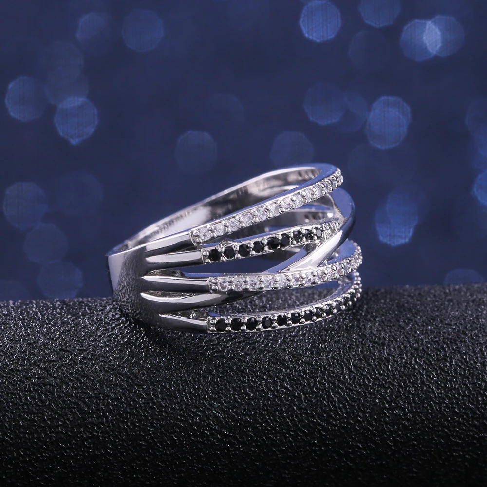 New Twist Ethnic Style Women Finger Rings With Black&White Stone Micro Paved Surprise Gift For Women Trendy Jewelry Rings New Twist Ethnic Style Women Finger Rings With Black&White Stone Micro Paved Surprise Gift For Women Trendy Jewelry Rings