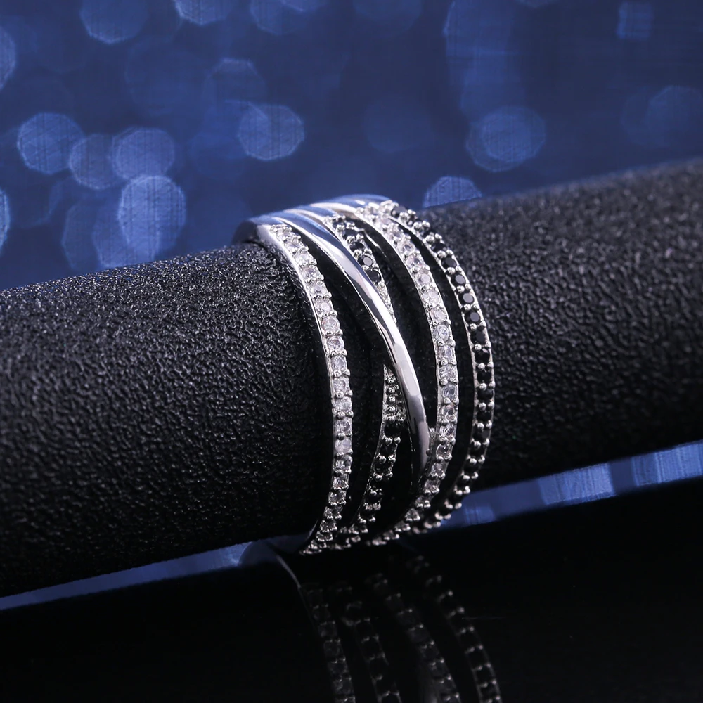New Twist Ethnic Style Women Finger Rings With Black&White Stone Micro Paved Surprise Gift For Women Trendy Jewelry Rings New Twist Ethnic Style Women Finger Rings With Black&White Stone Micro Paved Surprise Gift For Women Trendy Jewelry Rings