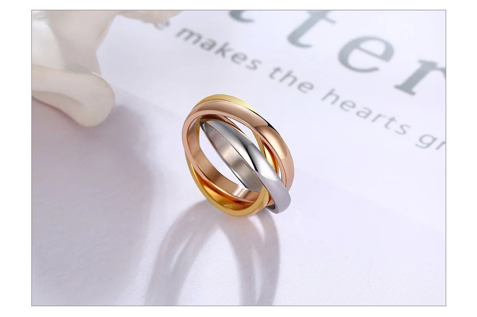 Classic 3 Rounds Ring Sets Women Stainless Steel Wedding Engagement Female Finger Jewelry Classic 3 Rounds Ring Sets Women Stainless Steel Wedding Engagement Female Finger Jewelry
