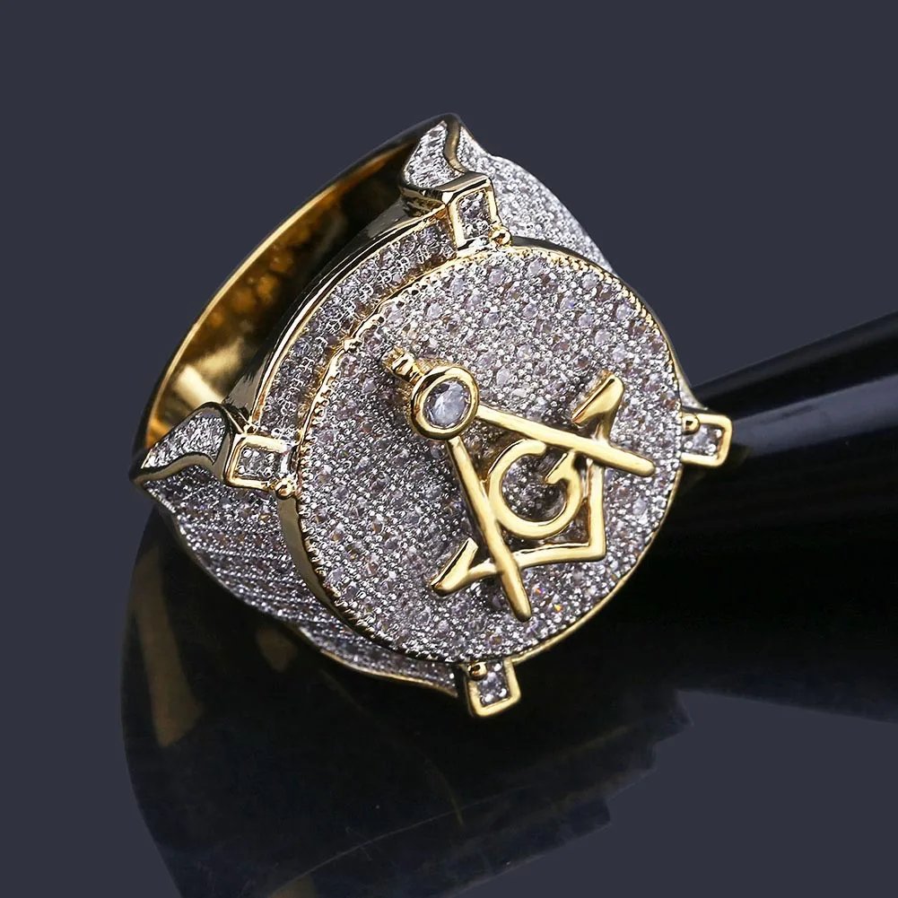 New Trendy AG Freemason Ring Men's Ring Bohemian Crystal Inlaid Ring Austrian Rhinestone Metal Ring Accessory Party Jewelry New Trendy AG Freemason Ring Men's Ring Bohemian Crystal Inlaid Ring Austrian Rhinestone Metal Ring Accessory Party Jewelry