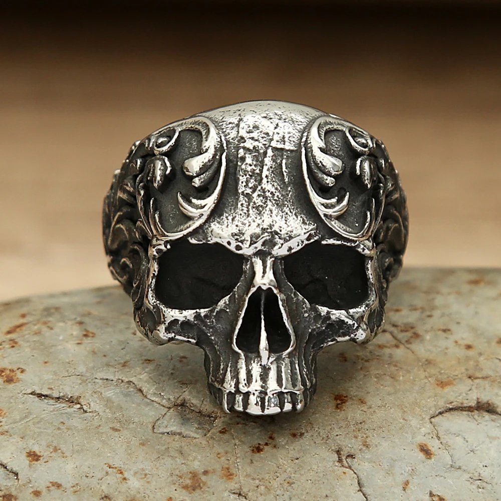 Men's Vintage Skull Ring Gothic 316L Stainless Steel Biker Rings For Men Women Punk Motorcycle Band Jewelry Gift Dropshipping