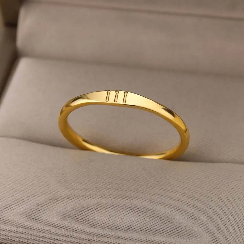 111 222 333 444 555 666 777 999 Angel Number Rings For Women Stainless Steel Ring Vintage Aesthetic Retro Jewelry anillos 2023