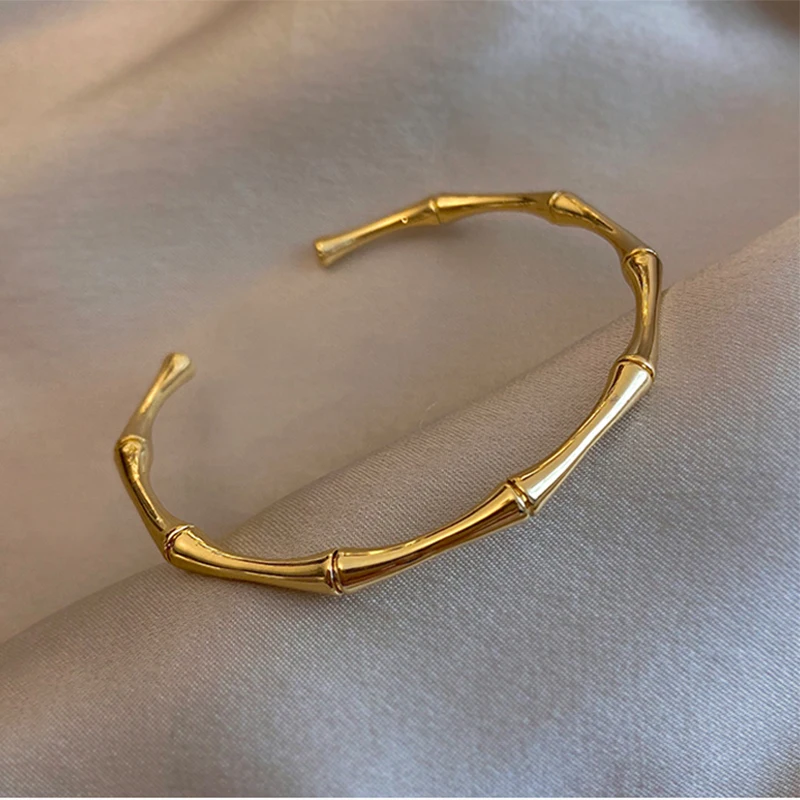 Stainless Steel Gold Color Bamboo Joint Bangles 2023 Trend Bracelet For Women Men Romantic Party Gift Fashion Jewelry Stainless Steel Gold Color Bamboo Joint Bangles 2023 Trend Bracelet For Women Men Romantic Party Gift Fashion Jewelry