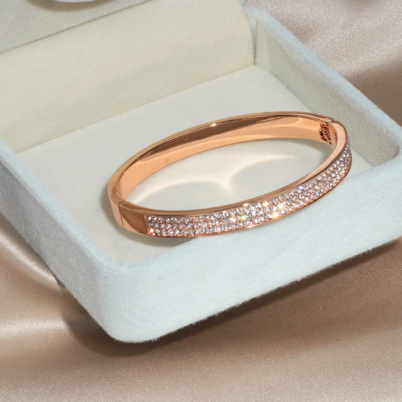 Elegant Classic Crystal Cuff Bangles Bracelets For Women Gold Color Simple Femal Opening Bangles Wedding Jewelry Accessories Elegant Classic Crystal Cuff Bangles Bracelets For Women Gold Color Simple Femal Opening Bangles Wedding Jewelry Accessories