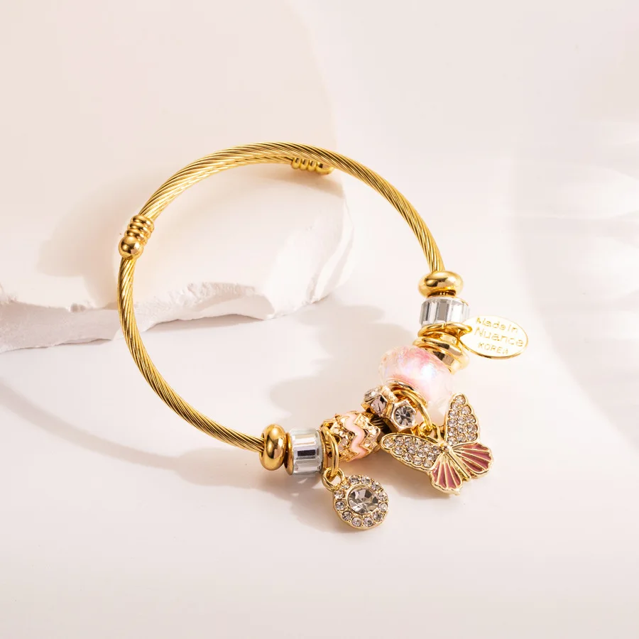 316L Stainless Steel Bracelet Butterfly Love Heart Bracelet for Women Metal Water Proof Luxury Bangles Femme Jewelry Accessories 316L Stainless Steel Bracelet Butterfly Love Heart Bracelet for Women Metal Water Proof Luxury Bangles Femme Jewelry Accessories