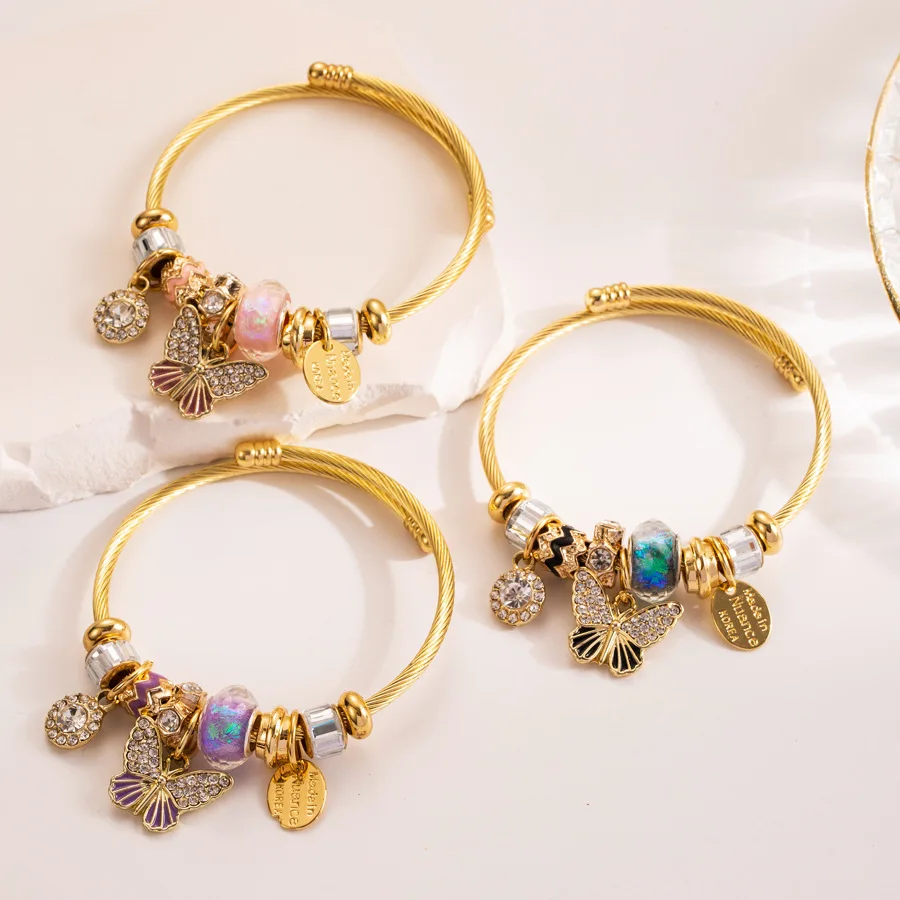 316L Stainless Steel Bracelet Butterfly Love Heart Bracelet for Women Metal Water Proof Luxury Bangles Femme Jewelry Accessories 316L Stainless Steel Bracelet Butterfly Love Heart Bracelet for Women Metal Water Proof Luxury Bangles Femme Jewelry Accessories
