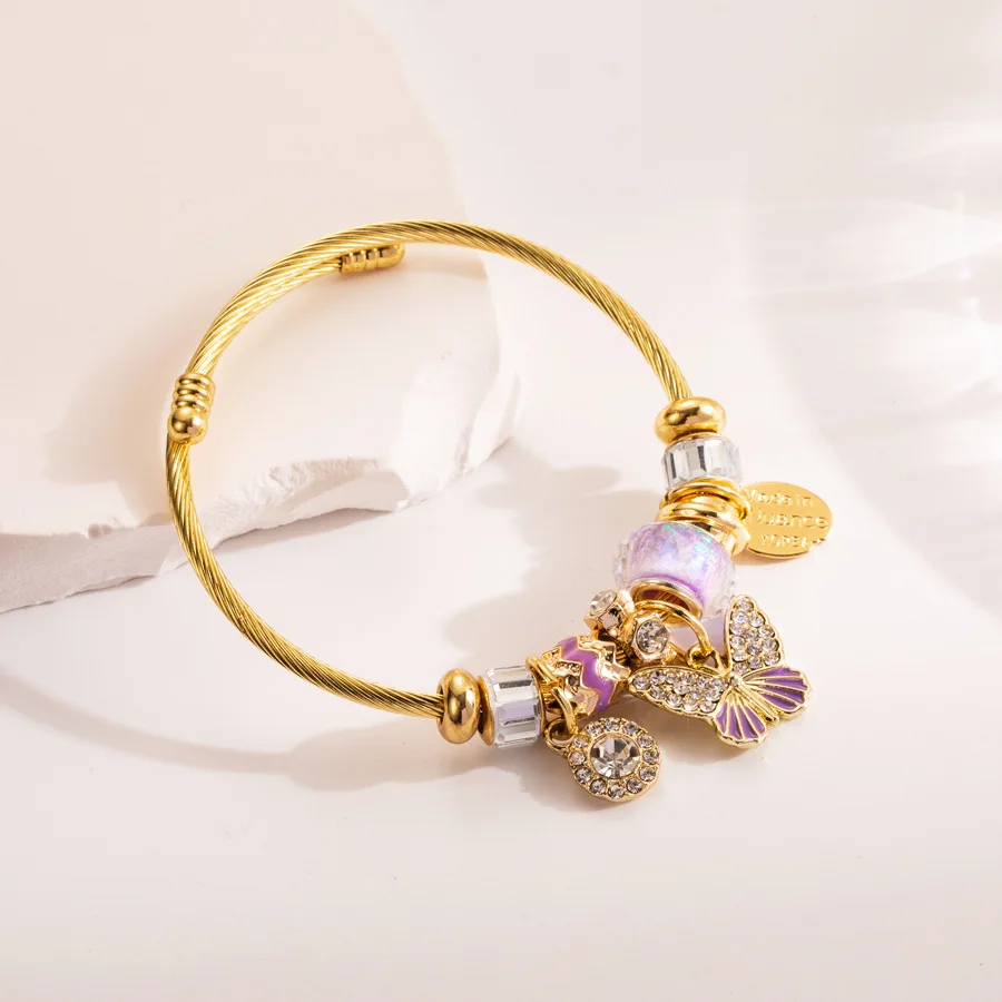 316L Stainless Steel Bracelet Butterfly Love Heart Bracelet for Women Metal Water Proof Luxury Bangles Femme Jewelry Accessories 316L Stainless Steel Bracelet Butterfly Love Heart Bracelet for Women Metal Water Proof Luxury Bangles Femme Jewelry Accessories
