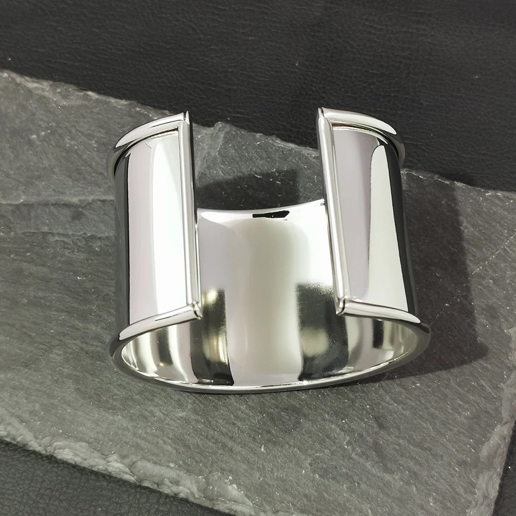 Punk Smooth Metal Cuff Bracelets & Bangles For Women Statement Opened Alloy Long Big Bangle Fashion Jewelry Gold Color