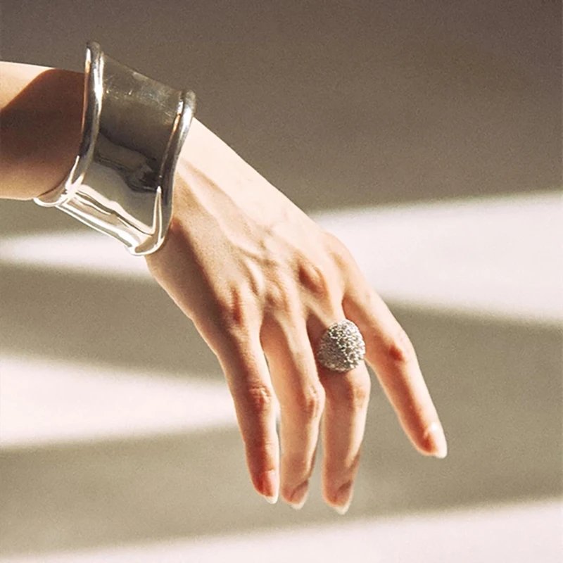 Punk Smooth Metal Cuff Bracelets & Bangles For Women Statement Opened Alloy Long Big Bangle Fashion Jewelry Gold Color