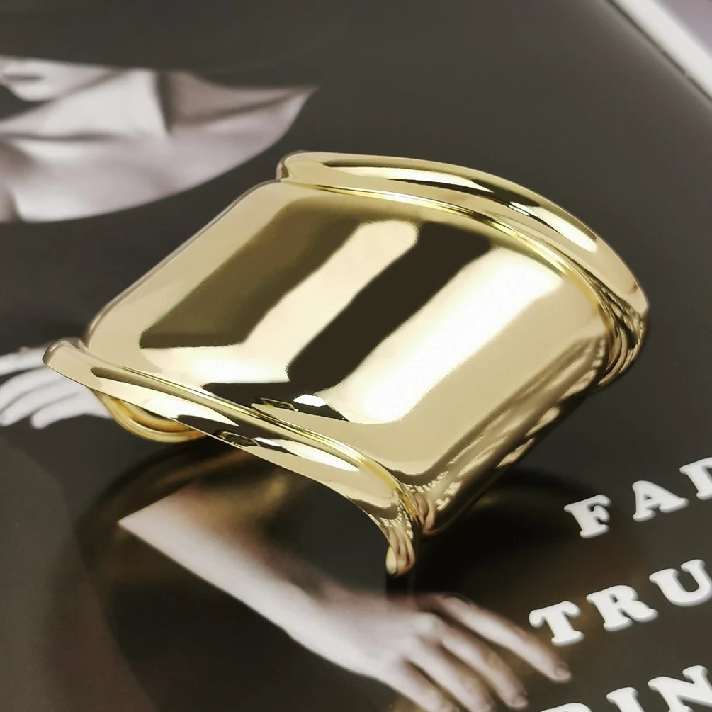 Punk Smooth Metal Cuff Bracelets & Bangles For Women Statement Opened Alloy Long Big Bangle Fashion Jewelry Gold Color