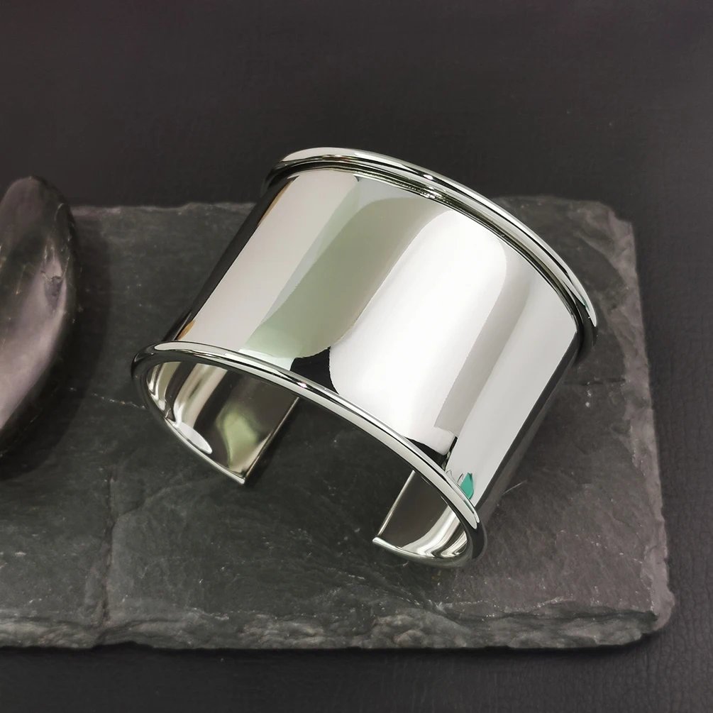 Punk Smooth Metal Cuff Bracelets & Bangles For Women Statement Opened Alloy Long Big Bangle Fashion Jewelry Gold Color