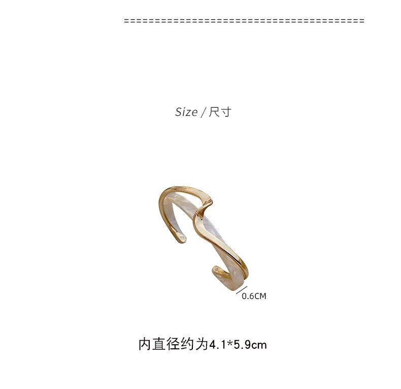 2024 NEW Simple White Shellfish Board Bend Metal Geometric Overlap Acetic Resin Open Bangle for Women Girls Jewellery 2024 NEW Simple White Shellfish Board Bend Metal Geometric Overlap Acetic Resin Open Bangle for Women Girls Jewellery
