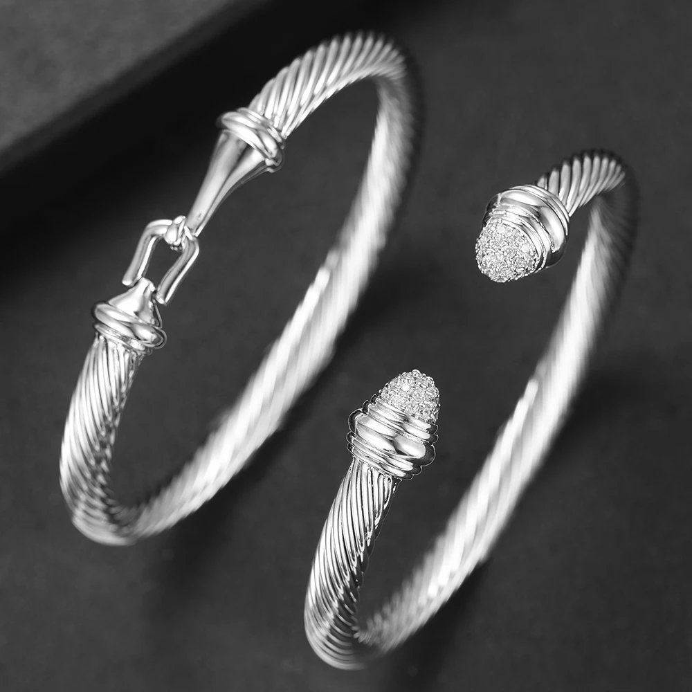 Jewelry 2023 Trendy Luxury Stackable Bangle Cuff For Women Wedding 316L Stainless Steel Bracelets Unique Chain Link Braided