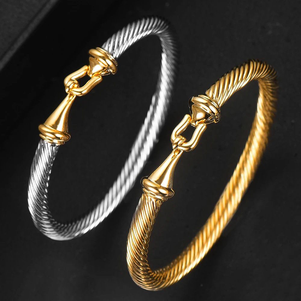Jewelry 2023 Trendy Luxury Stackable Bangle Cuff For Women Wedding 316L Stainless Steel Bracelets Unique Chain Link Braided