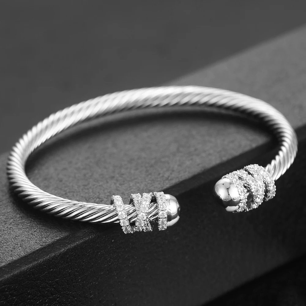 Jewelry 2023 Trendy Luxury Stackable Bangle Cuff For Women Wedding 316L Stainless Steel Bracelets Unique Chain Link Braided