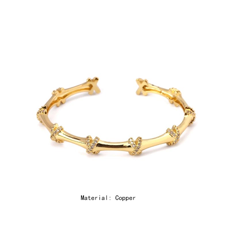 2024 New Hot Selling Stainless Steel Bracelets For Women Open Cuban Chain Charm Zircon Bangle Fashion Trend Hand Jewelry