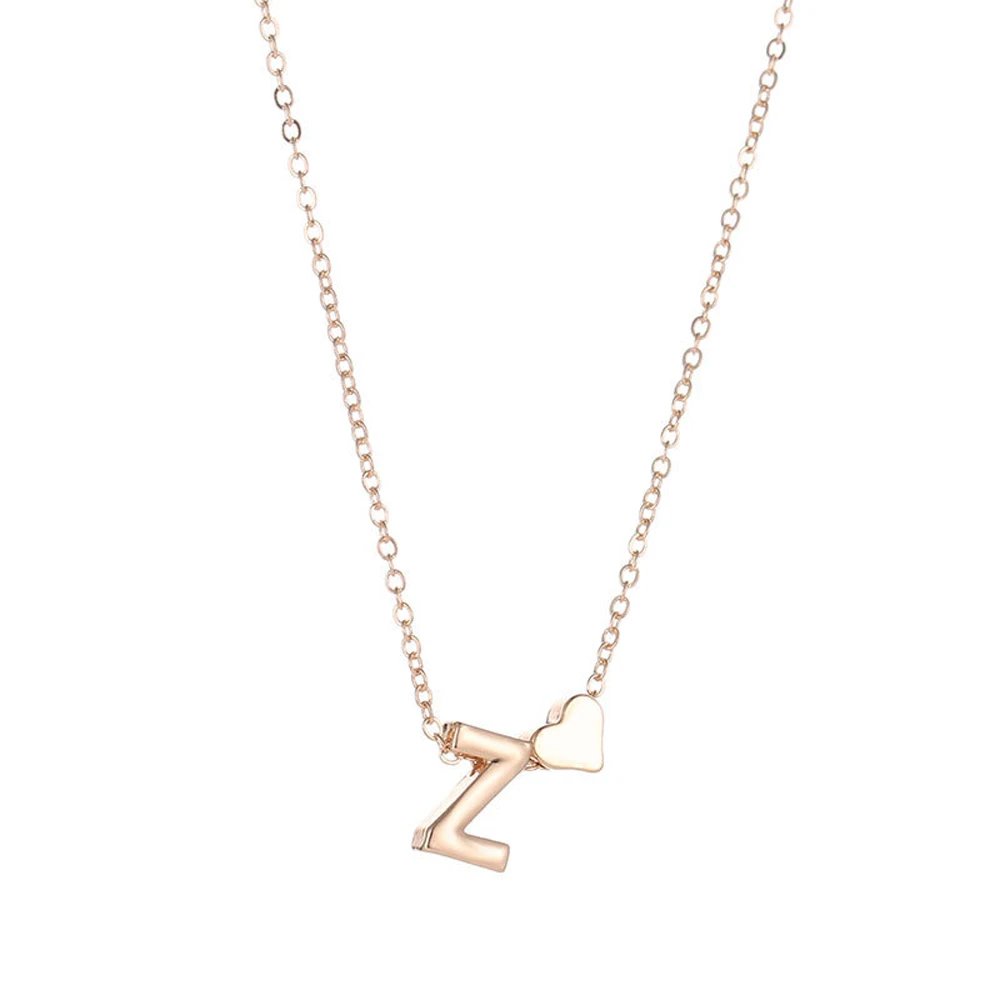 Fashion Tiny Heart Dainty Initial Necklace Gold Silver Color Letter Name Choker Necklace For Women Pendant Jewelry Gift Fashion Tiny Heart Dainty Initial Necklace Gold Silver Color Letter Name Choker Necklace For Women Pendant Jewelry Gift
